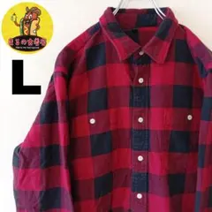 USA古着 ネルシャツL　ブラックレッド　チェック