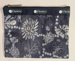 美品　LE SPORTSAC 那覇空港限定柄の　フラットポーチネイビー✖️水色のサムネイル