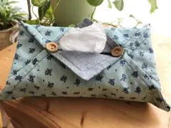 【新品】ハンドメイド ボックスティッシュカバー(水花デニム)