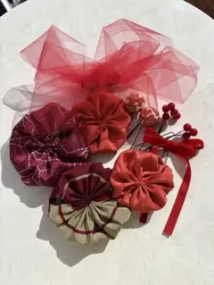 七五三　髪飾り　753 ヘッドドレス　着物リメイク