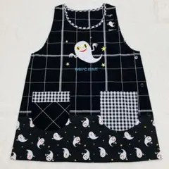 【新品】ねないこだれだ　保育士エプロン　ML せなけいこ　ブラック　総柄チェックのサムネイル