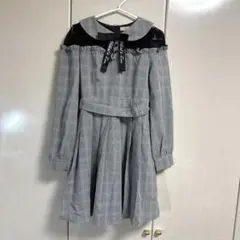 Ank♡リボンブローチ付きチェックワンピース