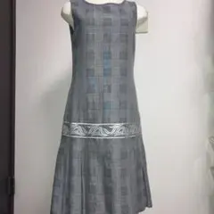グレンチェック柄 ノースリーブワンピース 刺繍入りスーツジャケット込みのサムネイル