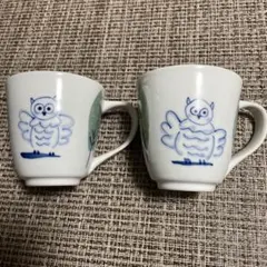 フクロウデザイン マグカップ 2個セット