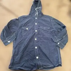 トップバリュー　フード付きダークブルーデニムシャツ Lサイズ