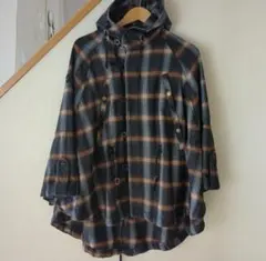 チェック柄フード付きポンチョ　FREE　✳極美品✳