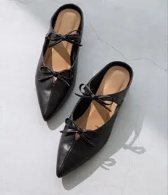 menue ダブルリボン　ミュールパンプス