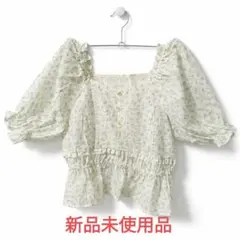 フラワープリント バルーンスリーブブラウス