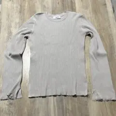 【mila Owen】ベージュ リブ編み 長袖トップス M