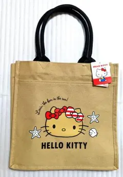 サンリオ　Avail　帆布 スクエア トートバッグ　ハローキティ　日焼けキティ