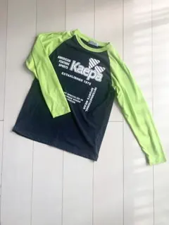 Kaepa 長袖カットソー 160 ネイビー/ライムグリーン