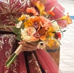 フラワーブーケ　前撮り　造花ブーケ　ウエディングブーケ　結婚式　ブートニアセット