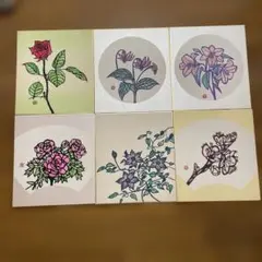 切り絵花柄 6枚セット