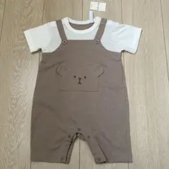 ブラウン クマポケットロンパース