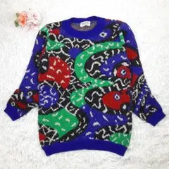 希少デザイン◎MISSONI 総柄ニット マルチカラー イタリア製 ヴィンテージ