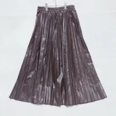 ムルーア エコレザー プリーツ ロングスカート（F）ブラウン