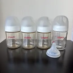 美品　ピジョン　160ml　4本セット＋乳首　プラスチック３本ガラス1本　哺乳瓶
