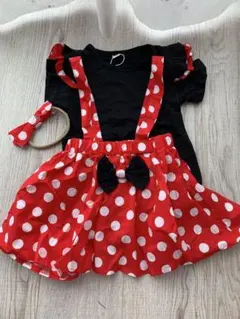 ミニー風ドット柄サスペンダー付きコスチューム