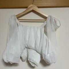GRLラメシアーオフショルダーリボンショート丈トップスのサムネイル