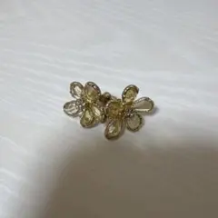 花形 ゴールド クリア イヤリング