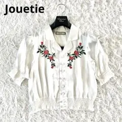 Jouetieジュエティ サテン 薔薇刺繍 クロップド シャツ 半袖のサムネイル