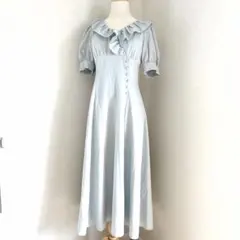 WILLSELECTION ロングワンピース フリル パフ バックレース ブルーのサムネイル
