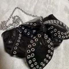 ZARA リボン型黒チェーンショルダーバッグ