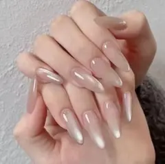 【24枚セット】ネイルチップ マグネット風 ワンホン 韓国 オフィスネイル