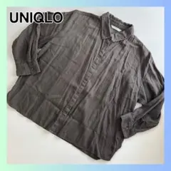 ユニクロ　UNIQLO シャツ　七分袖　ダークグレー Mサイズ　グレー