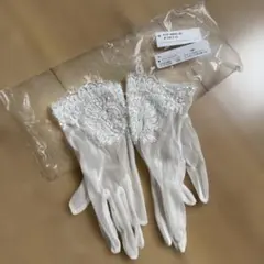 美品ウェディンググローブ ショート レース オフホワイト