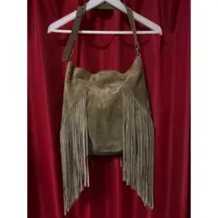 レア ZARA ザラ ヴィンテージ 本革 スエード フリンジ ショルダーバッグ