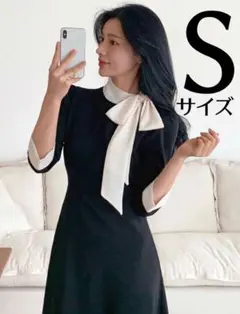 SHEIN シーイン　リボン膝丈ワンピース　Sサイズ　新品未使用