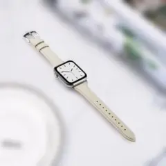 【38 / 40mmホワイト】　Apple watch レザーバンド