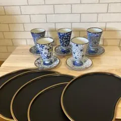 ❤️新品❤️レトロ　絵変わりピルスナーカップとソーサー5個・小皿セット