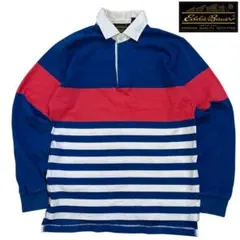 80〜90's黒タグ【エディーバウアー】ラガーシャツ　好配色