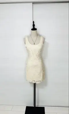 アイボリー レース ノースリーブ ミニワンピース / Cream dress