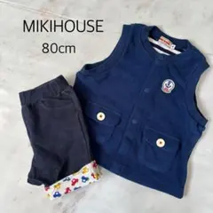 ミキハウス　パイル地ベスト　デニムパンツ　セット　80cm