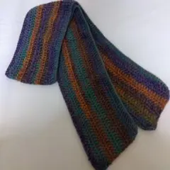 ハンドメイド マフラー ダイソーミックスケーク サンセット かぎ針編み