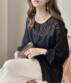 classicalelfe 2wayシフォンシアージャガードブラウス