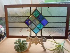 ステンドグラスパネル【カラフルモザイクパネル】 ステンドグラスパネル オリジナル A4サイズ クリアー - ステンドグラス