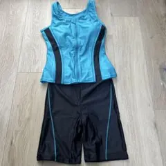 スポーツ用水着 青/黒 サイズ9号 キャップ付き
