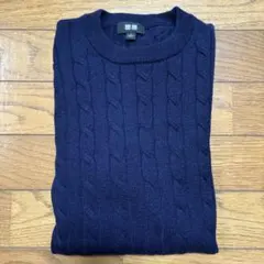 UNIQLO メンズ ケーブルニット セーター ネイビー S