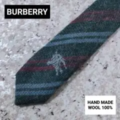 激レア 美品 BURBERRY バーバリー ホースロゴ ストライプ ネクタイ