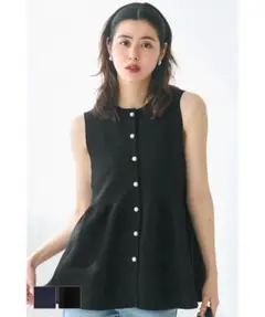 新品　coca スポンディッシュペプラムベスト パール　L 黒　ブラック　コカ