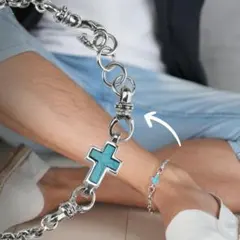 アンクレット メンズ シルバー 925 ターコイズ クロス 十字 ミサンガ 人気