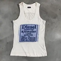 DIESEL ディーゼル ロゴ ノースリーブ タンクトップ Y2K 00s 白