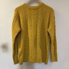 未使用　PANTONE イエロー ケーブルニット L メンズ