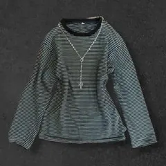 00s y2k ボーダー　ロンT グランジ アーカイブ パンク Sサイズ