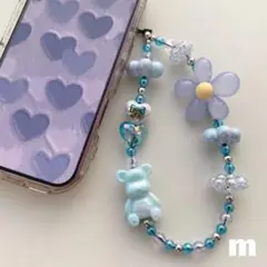 ハンドメイドビーズストラップ♡ライトブルー
