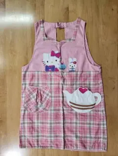 ☆はなまる様専用☆ サンリオ　ハローキティ エプロン 　ピンク チェック　中古